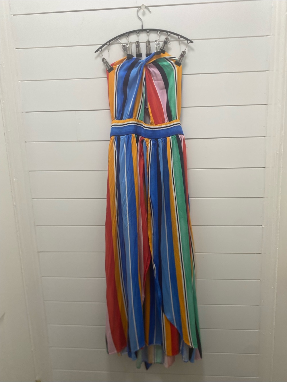 Rouge! Multicolor Striped dress with Bold Rainbow Bands